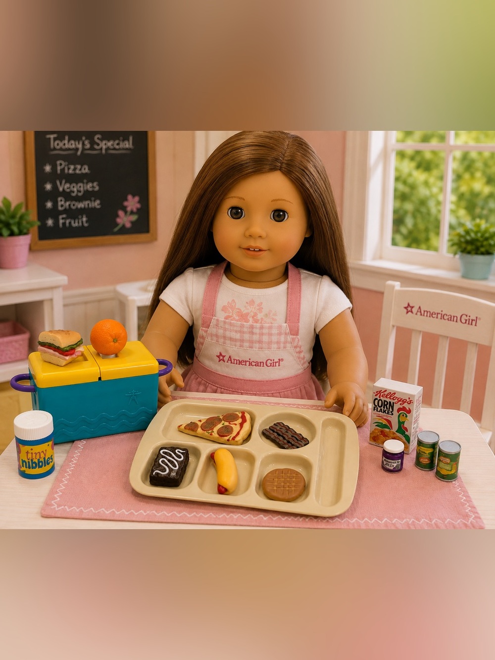 Vintage 90s American Girl Play Food Lunch Tray‎ Set with Cooler